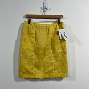 Allison Taylor Twee Linen Skirt Butter Yellow Women Small Resort Vacation Boho